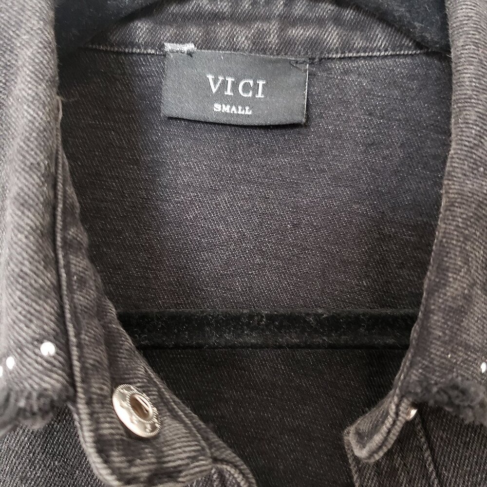 Black Studded Fringe Shacket - Picture 3 of 6